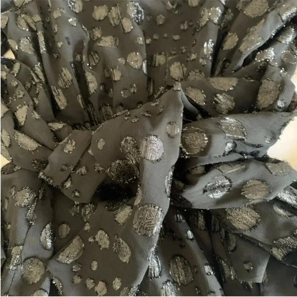 J. Crew Black Wrap Tie metallic dot Front Blouse - Picture 5 of 9